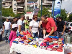 food we collected for refugees by Greek citizens