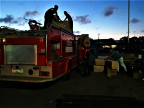 Firefighters arrive early to transport donations