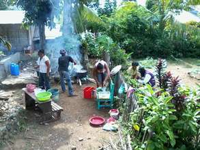 Outdoor school kitchen, cooked by moms