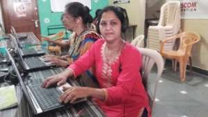 Aarti at computer IDEA NDLM centre