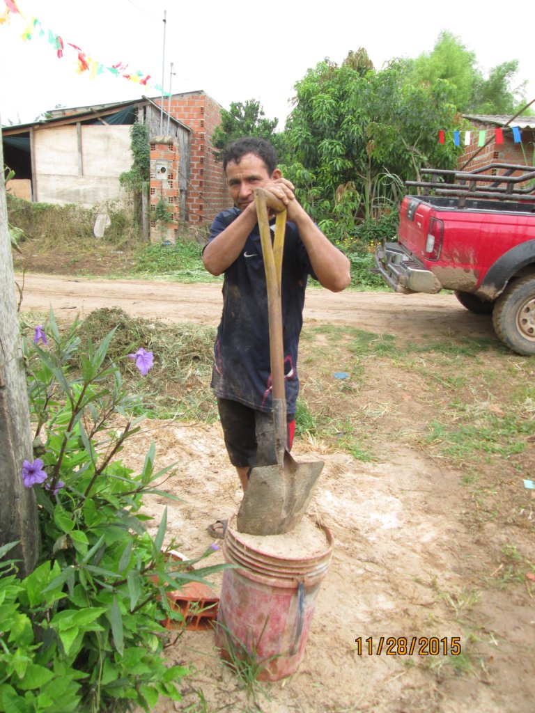 Antonio beginning work on his families bathroom
