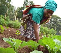 Refilwe in the herb garden.