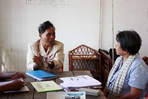 Lvear commune leader Mr Sin Teoung & Mora Gibbings