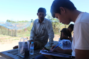 CRDT staff monitoring chicken raising progress