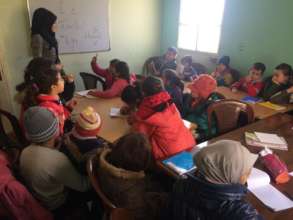 A classroom for Syrian refugee children in Lebanon