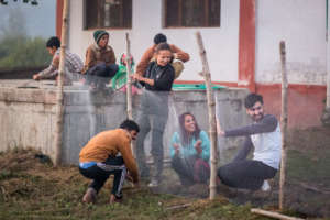 Group effort to build the fence