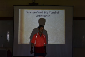 A local representative giving his presentation