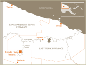 Map showing the location of Freida Mine