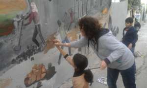 Working hard together on a great display of hope!