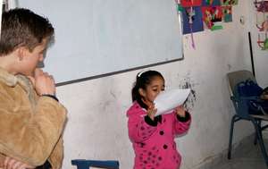 Our international volunteer helps out with classes
