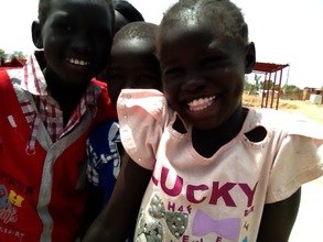 Children attending the new school in Nyarweng