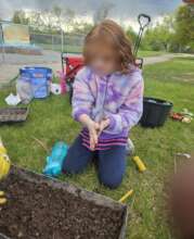 Student at a garden workshop