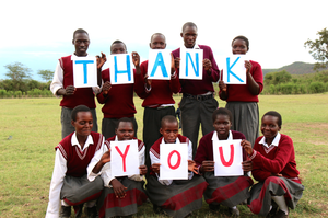 Benefited students showing their appreciation