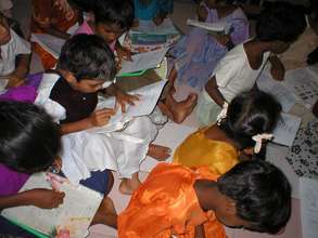 The children are working really hard.