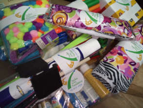 Some art supplies for the art kits