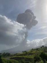 The volcano violently erupting