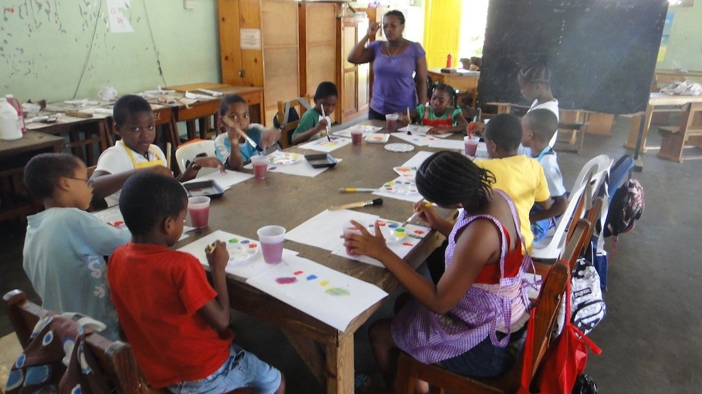 St. Vincent Teaching Art to Children