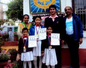 GIRLS awarded with MEDALS from School's Principal.