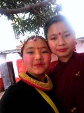 PRIYA and ANJU ready for folk dance on parent'sday