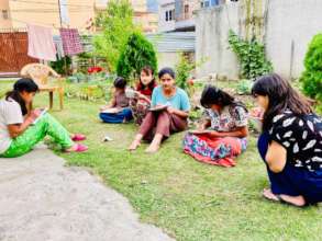 During lockeddown children on self study at garden