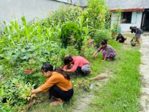 Children maintaining garden themselves.