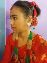 Pratikshya class-5 ready for Teej folk dancing