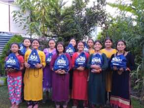 Children happy with hygienic kit