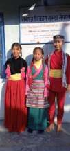 Pratikshya, Rosani and Sabita ready for folk-dance