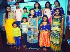 Children happy with new-dresses for Dashain feast.
