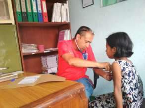 Children at medical check up