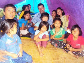 Children taken shelter on Tent due to earthquakes.