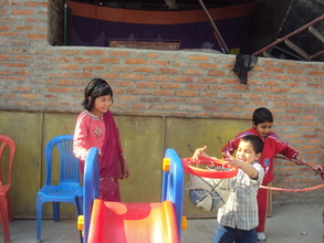 Children playing at their school.