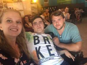 Nastya with Vlad (centre) from the social club