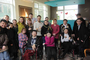 The social club having fun in the cafe