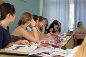 Students studying hard and having fun!