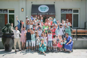 Kids having fun after their trip to the theatre