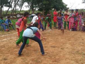 Adharshila girls during Kabaddi competition