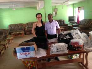 Boya and Dr. Fofie with the supplies.