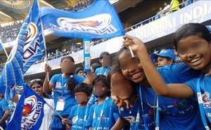 Cheering  Mumbai Indians  at an IPL cricket match