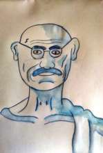 Portrait of Gandhiji drawn in NY to Mumbai session