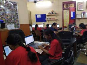 Computer classes for Udaan beneficiaries.
