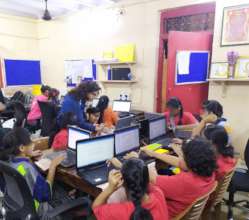 Computer classes for Udaan beneficiaries.