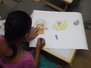 Girls participated in an art competition
