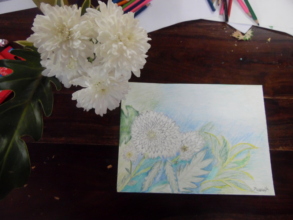 Successfully sketched flowers during art class