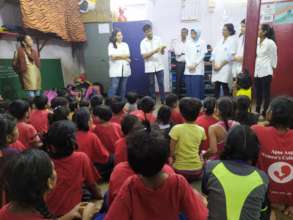 Oral hygiene session.