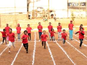 having fun at the annual sports day!
