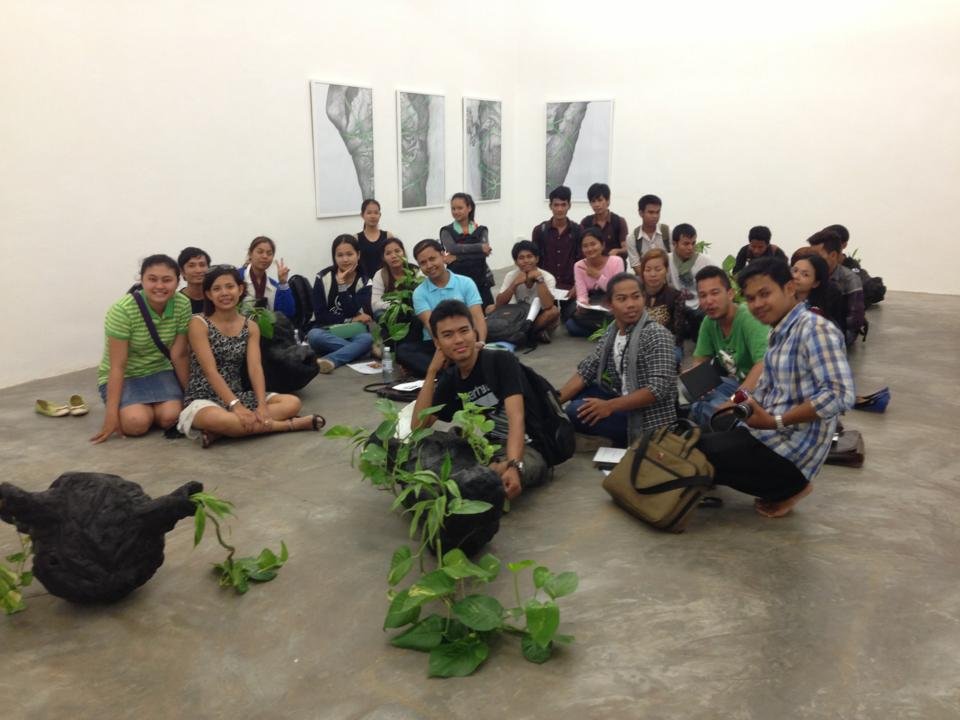 Students visiting a contemporary art gallery