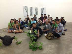 Students visiting a contemporary art gallery