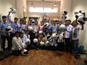Scholarship Students with their Helmets