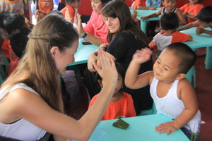 A day care kid welcome GlobalGiving visitor